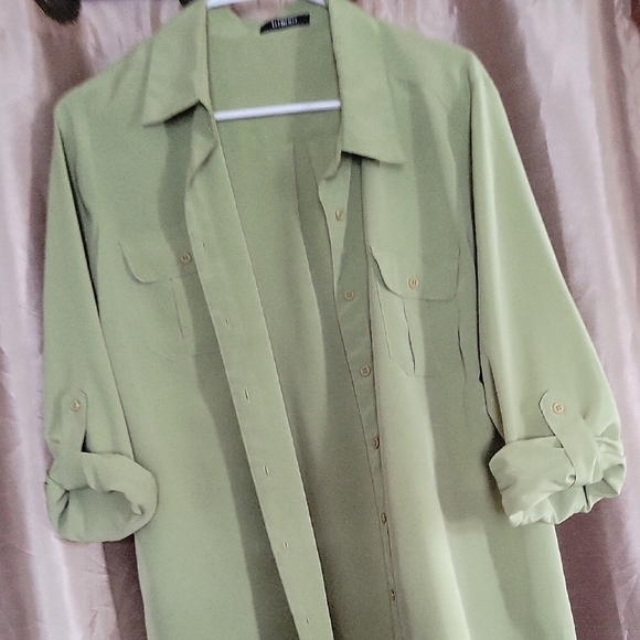 Elementz Tops - Olive Green Button-Up Shirt